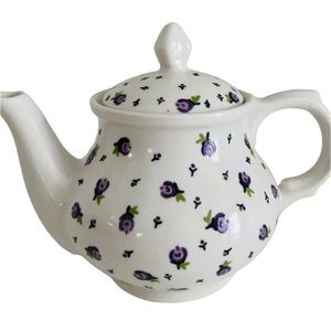 Dresden Porcelain Mini Teapot With Purple Flowers